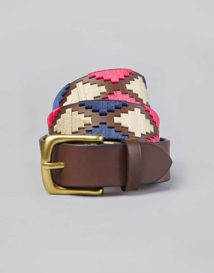 Polo Belt - Pink/Navy/Sand