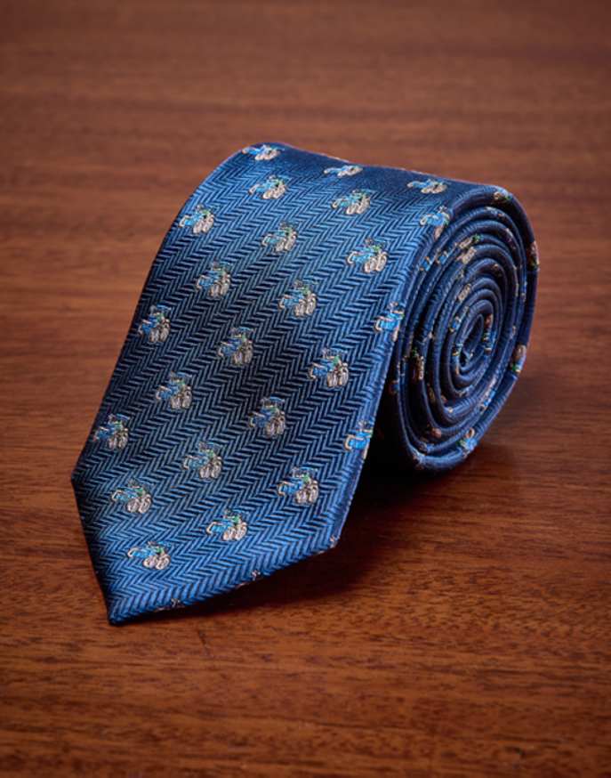 Tractors on Navy Woven Silk Tie
