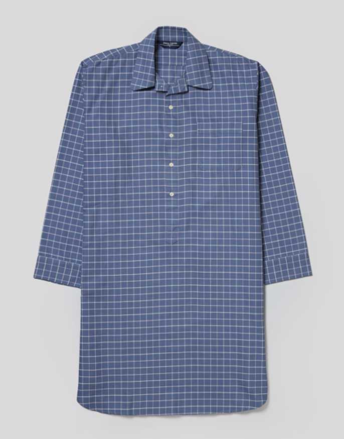 Nightshirt - Navy/Pink Check (brushed)
