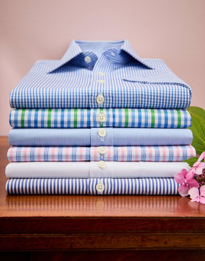 Blue End on End Short Sleeve Shirt