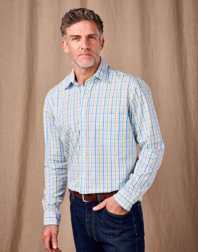 Summer Check Shirt Long Sleeve - Green/Pink/Blue Gingham