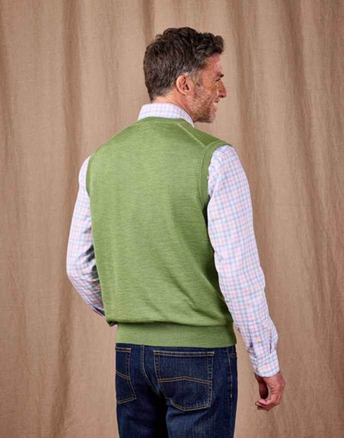 Merino Sleeveless Jumper - Green