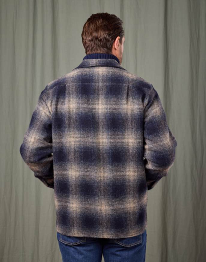 Wool Overshirt - Navy/Grey Check
