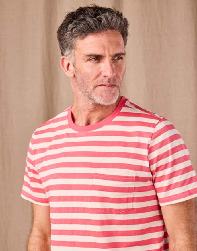 Printed Stripe T Shirt - Pink