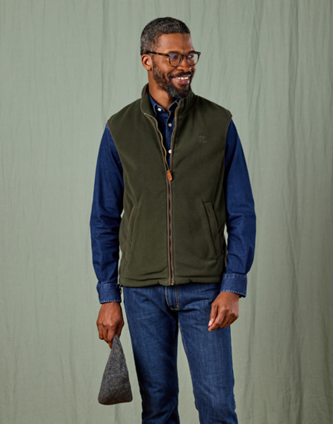Fleece Gilet - Olive | Joseph Turner