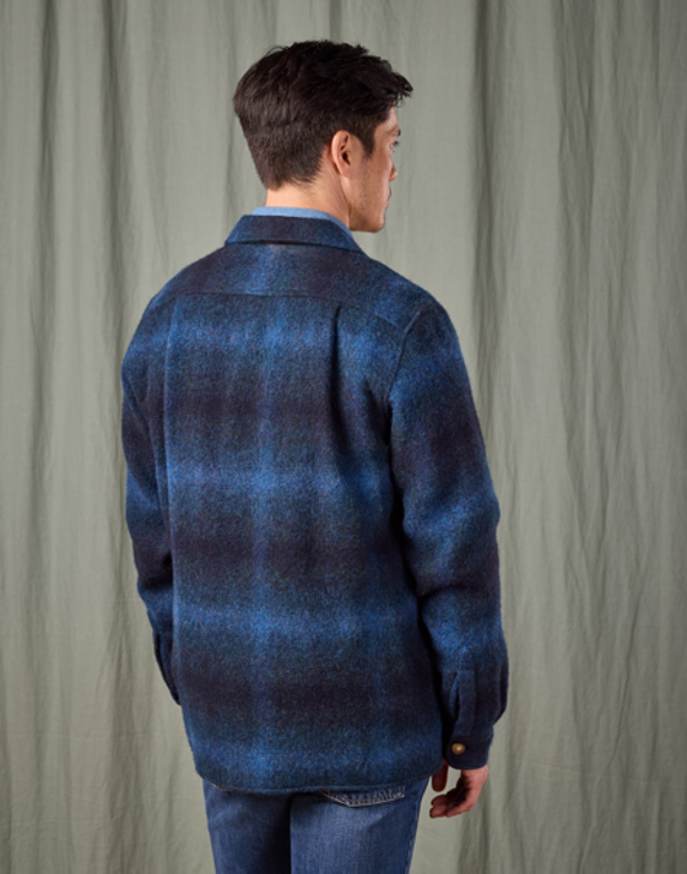 Wool Overshirt - Navy/Blue Check