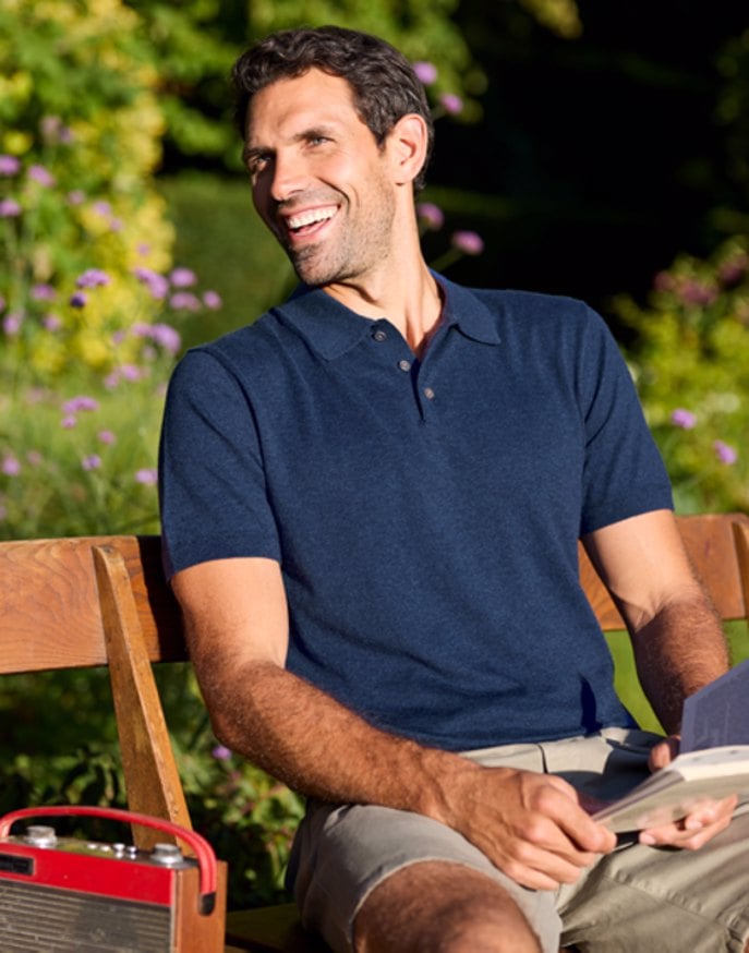 Cotton Knitted Polo - Navy