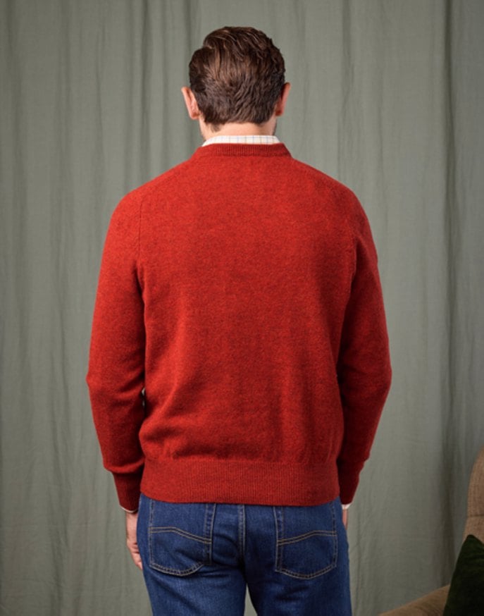 Lambswool V Neck Jumper - Orange