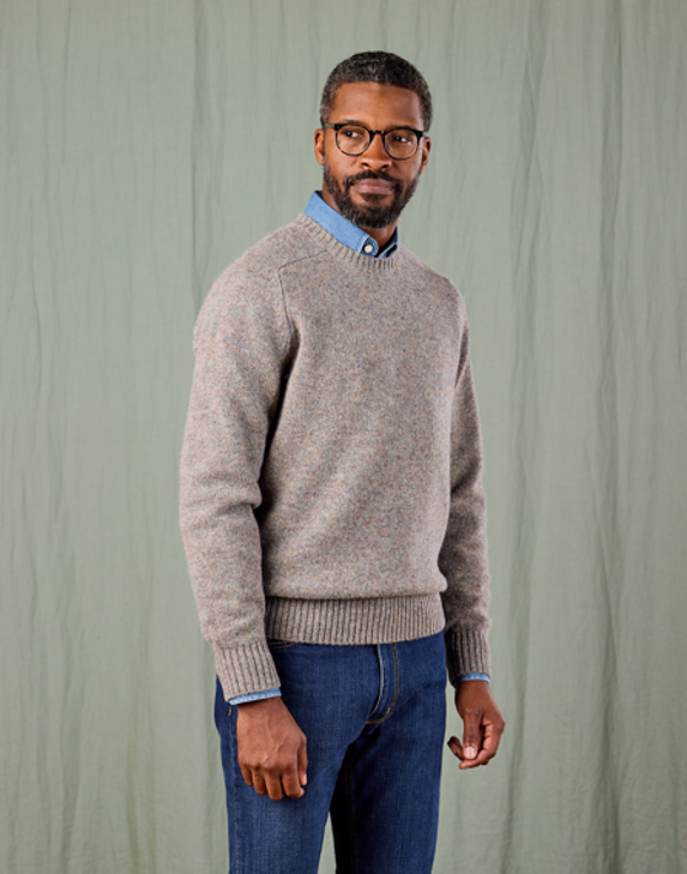 Shetland Crew Neck Jumper - Cobble