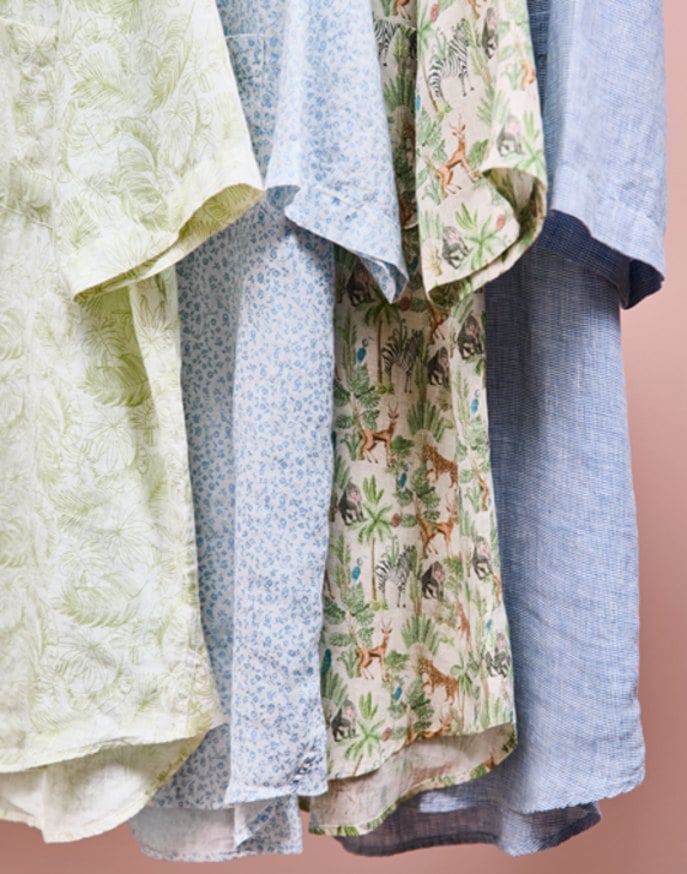 Linen Shirt Short Sleeve - Safari Print