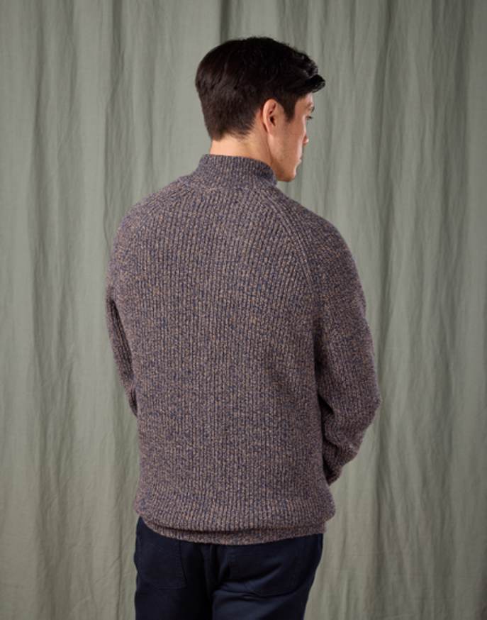 Yak Button Neck - Navy/Ecru