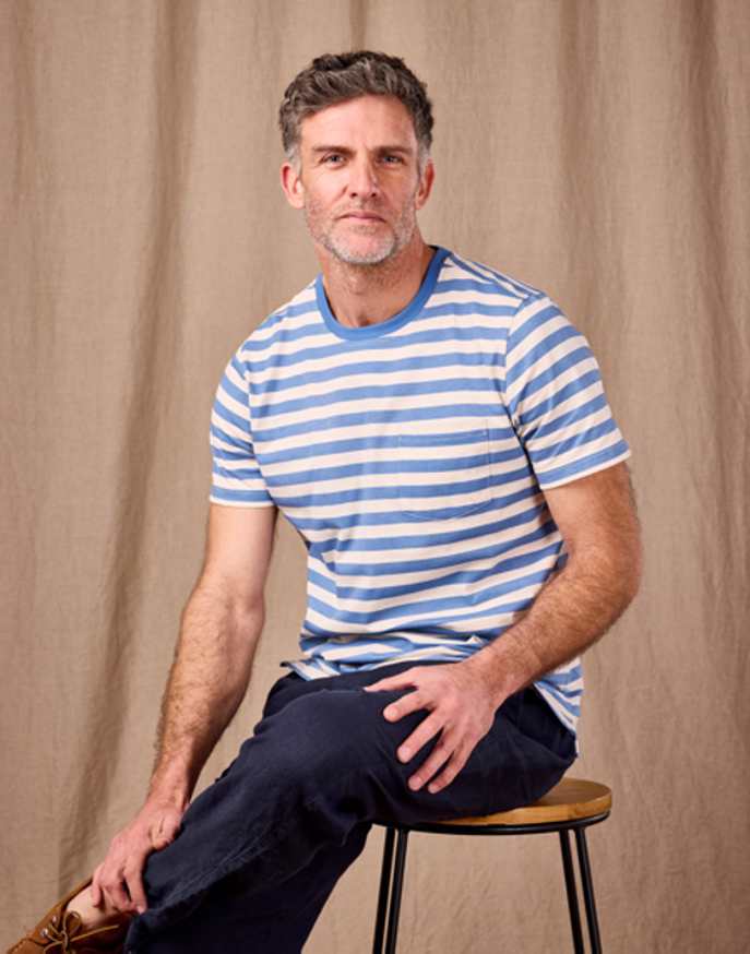 Printed Stripe T Shirt - Blue