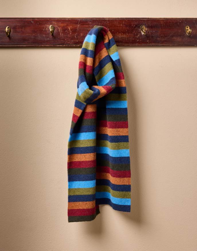 Striped Merino Scarf - Navy