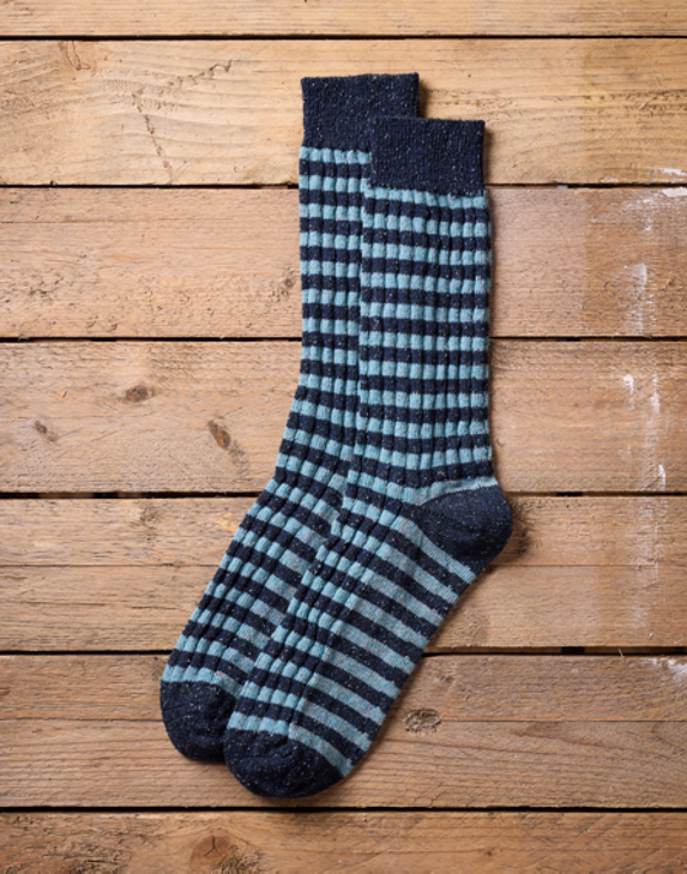 Melange Narrow Stripe Socks Navy/Blue