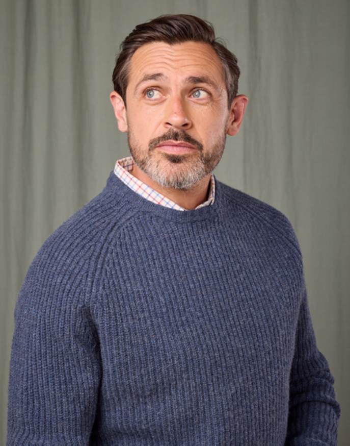 Whitby Rib Crew Neck Jumper - Blue