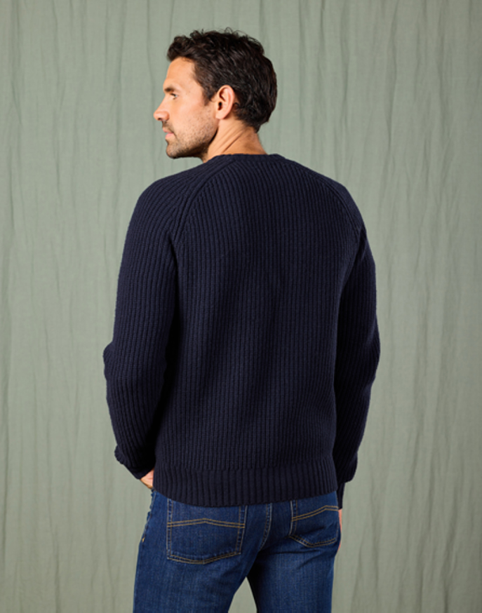 Whitby Rib Crew Neck Jumper - Navy