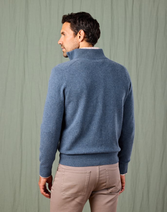 Lambswool Half Zip Jumper - Blue