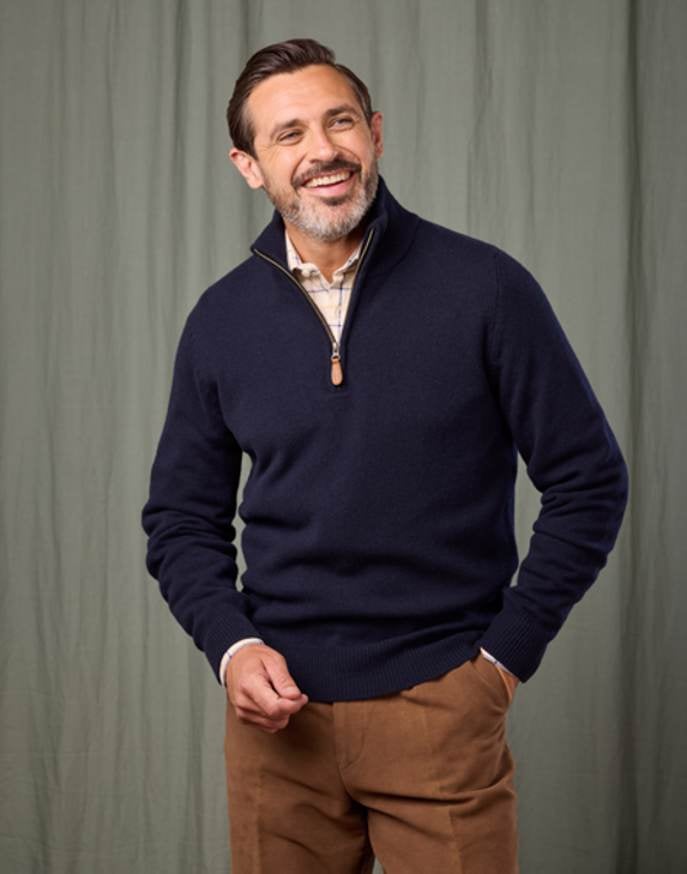 Lambswool Half Zip Jumper - Navy