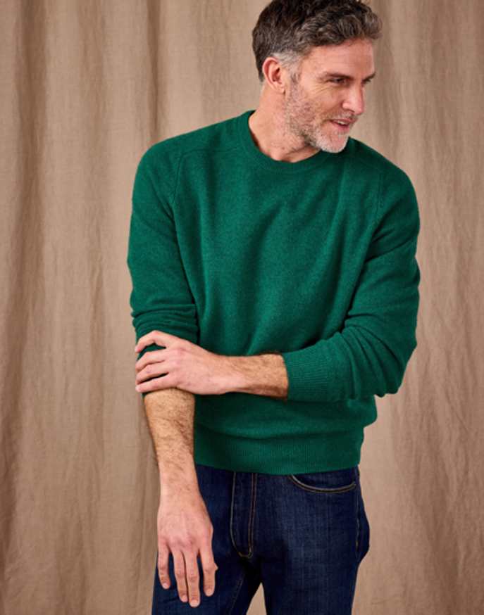 Lambswool Crew Neck Jumper - Green