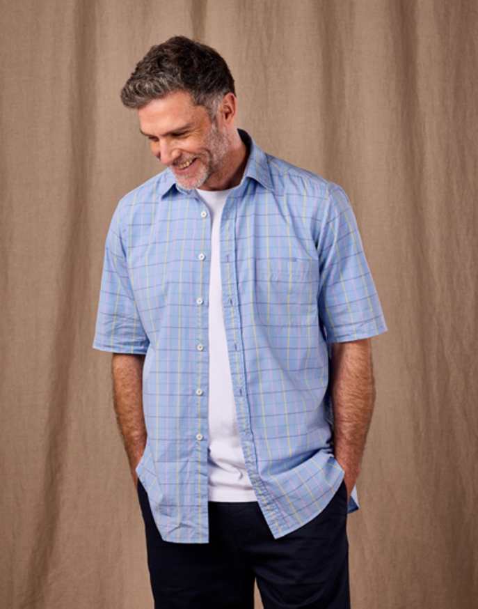 Summer Check Shirt Short Sleeve - Blue Check