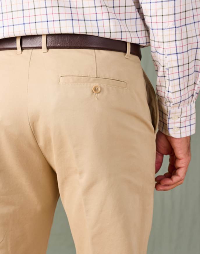 Flat Front Chino Trousers - Pebble | Joseph Turner