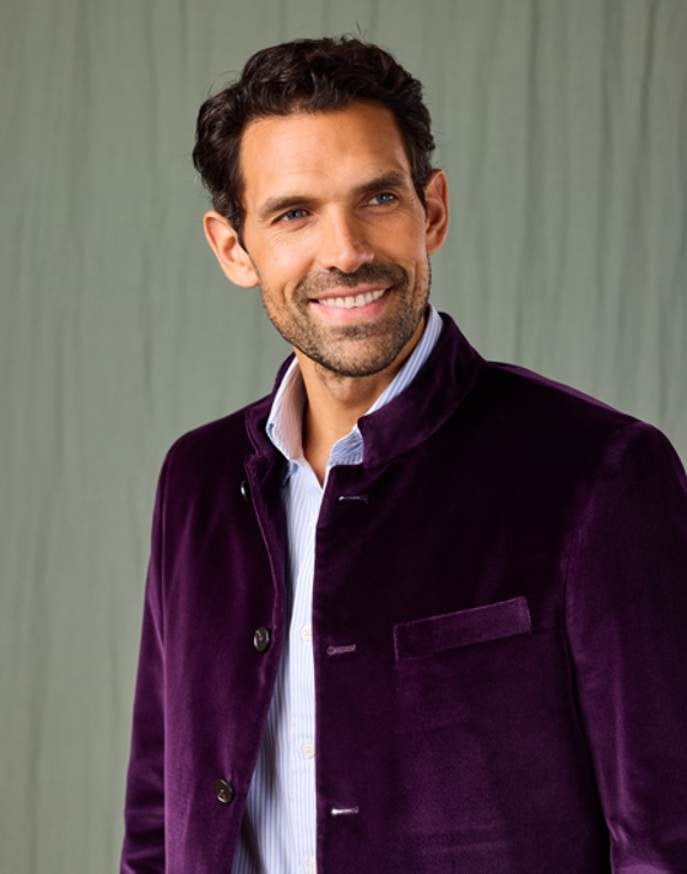 Velvet Nehru Jacket - Purple