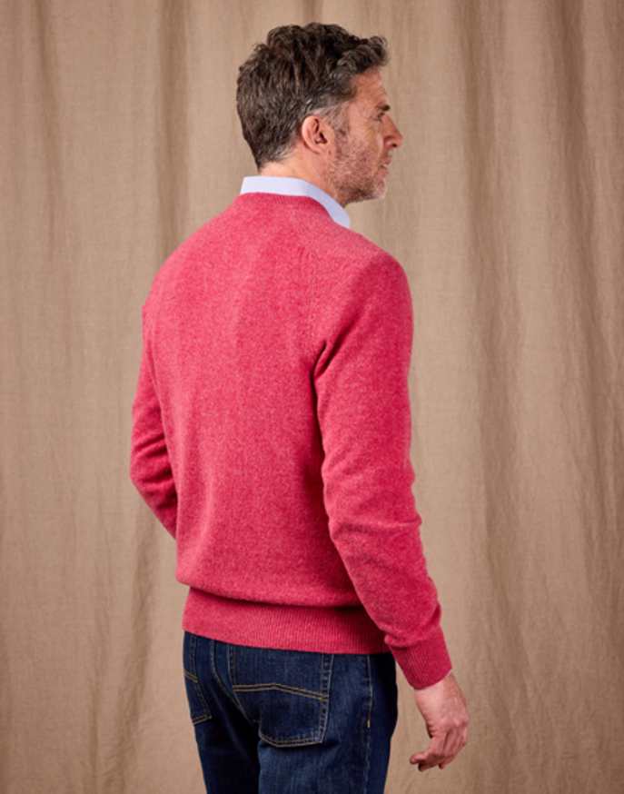 Lambswool V Neck Jumper - Rose