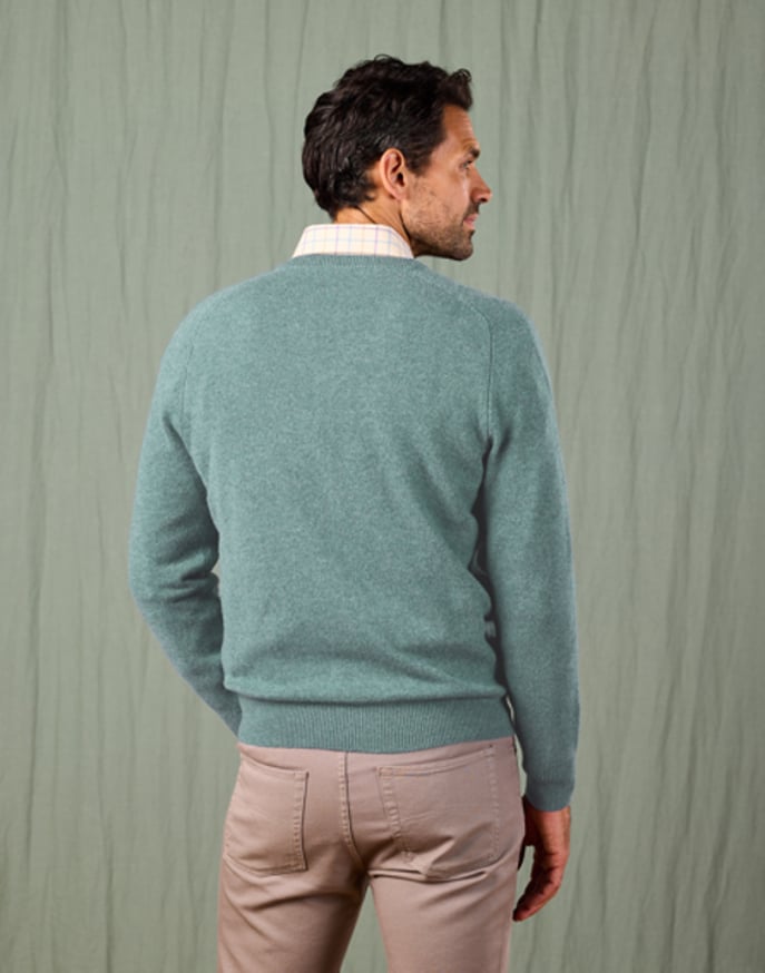 Lambswool V Neck Jumper - Seafoam