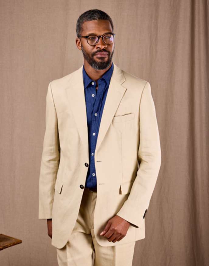 Linen Suit Jacket - Stone | Joseph Turner