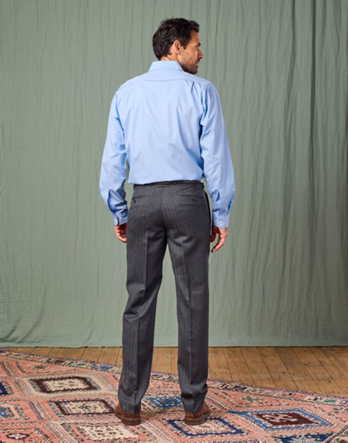 Flannel Trousers - Dark Grey Herringbone