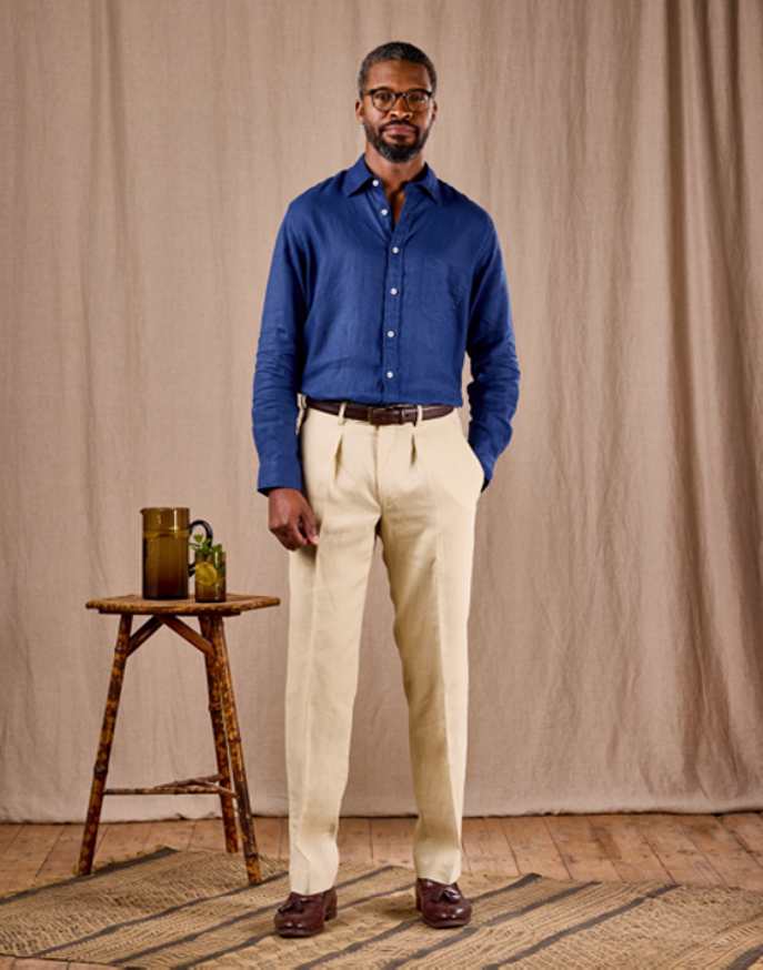 Linen Suit Trousers - Stone