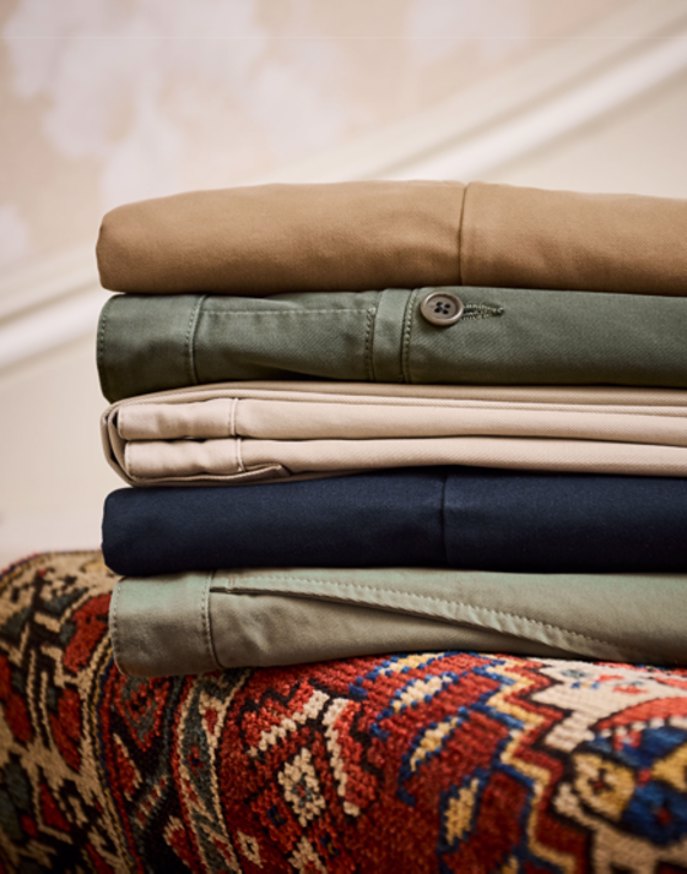 Flat Front Chino Trousers - Forest