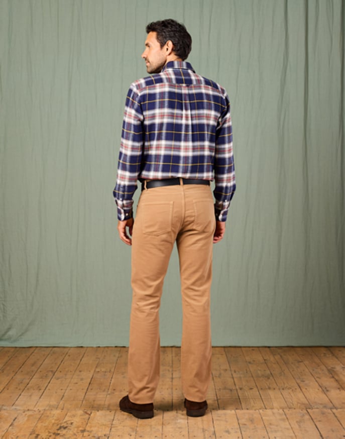 Brushed Cotton Check Shirt - Navy/Red