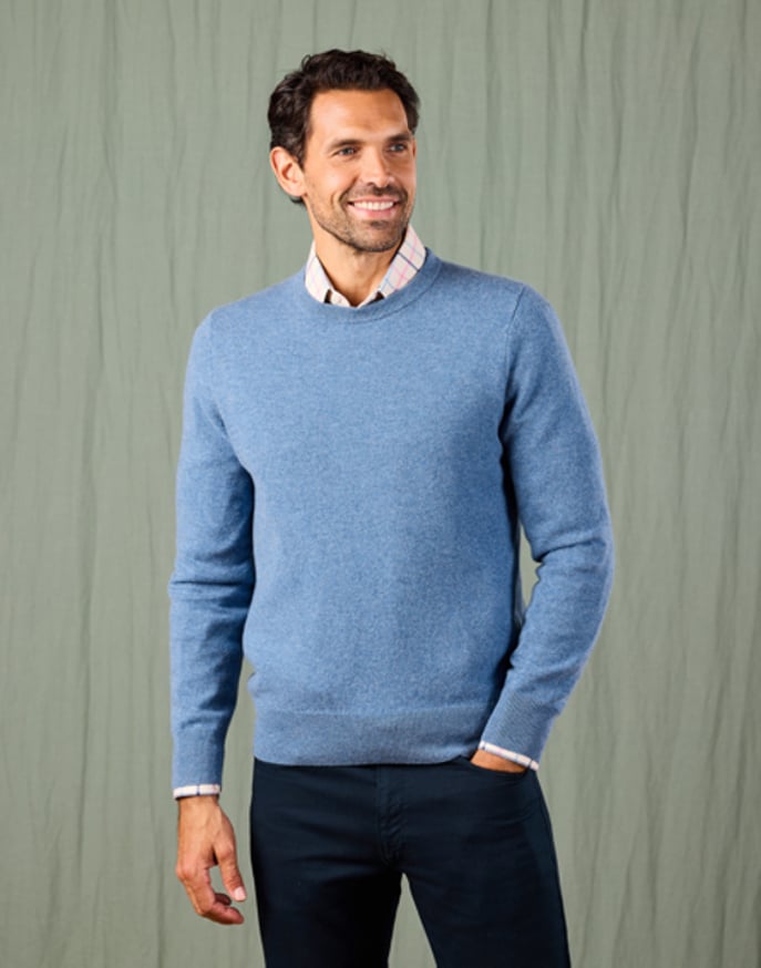Cashmere Crew Neck Jumper - Blue