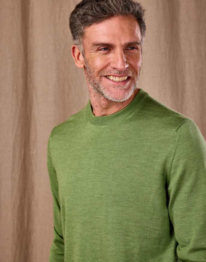 Merino Crew Neck Jumper - Green
