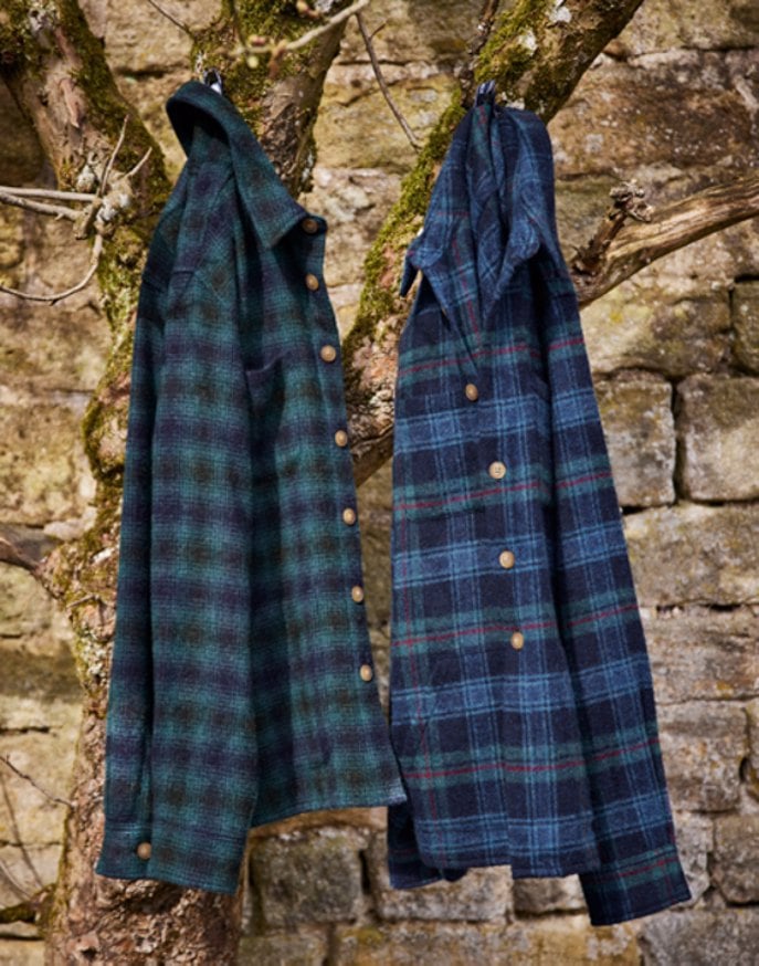 Wool Overshirt - Navy/Green/Red