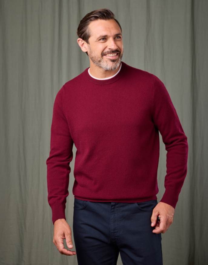 Cashmere Crew Neck Jumper - Burgundy
