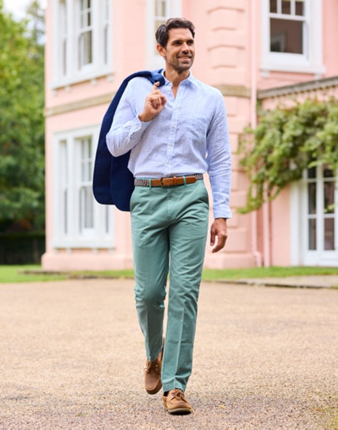 Flat Front Chinos - Sea Green