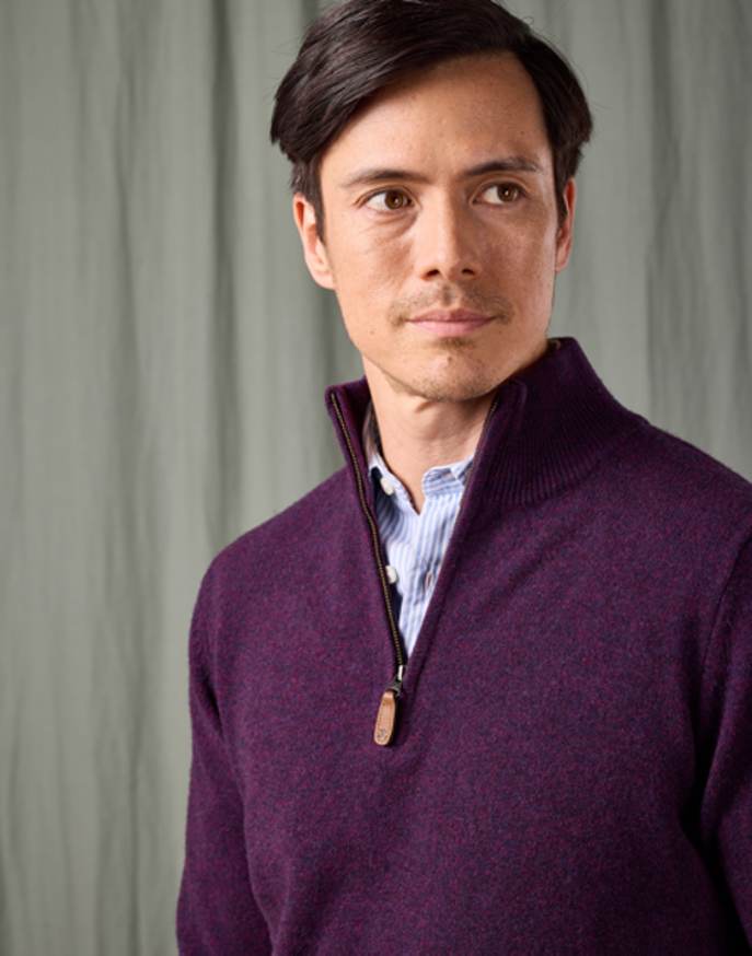 Lambswool Half Zip Jumper - Blackberry