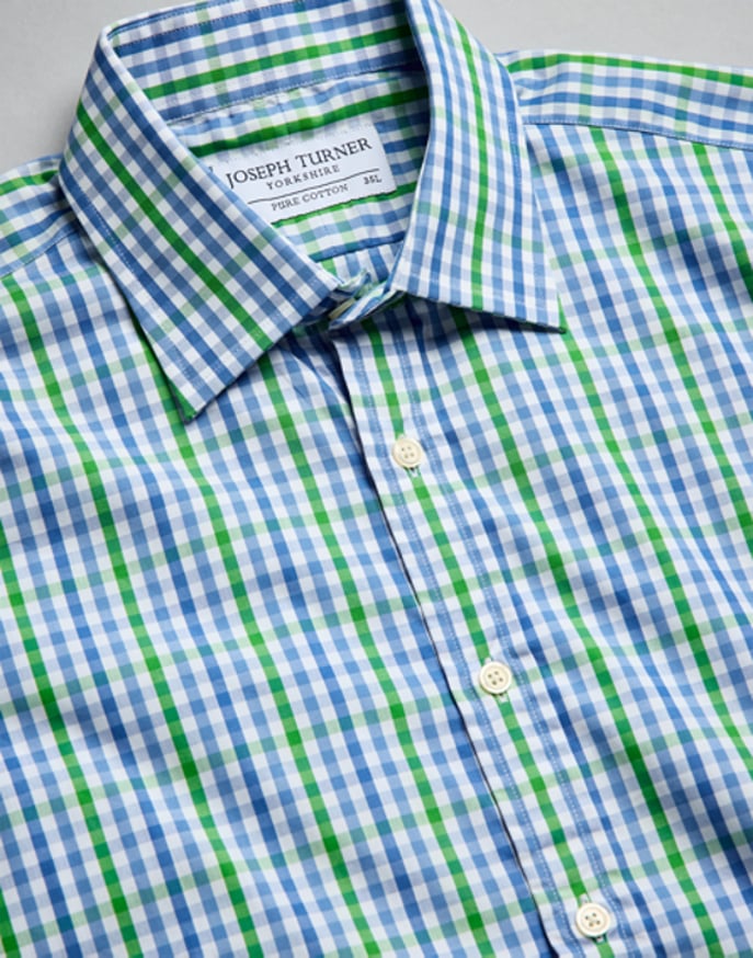 Blue/Green Check Short Sleeve Shirt