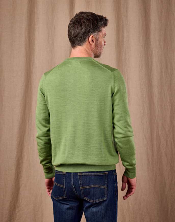 Merino Crew Neck Jumper - Green