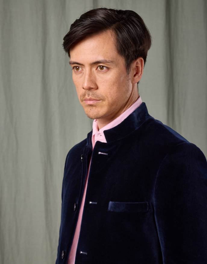 Velvet Nehru Jacket - Navy