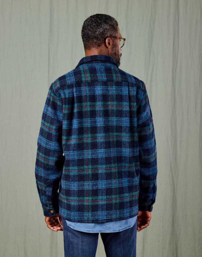 Wool Overshirt - Navy/Green/Red