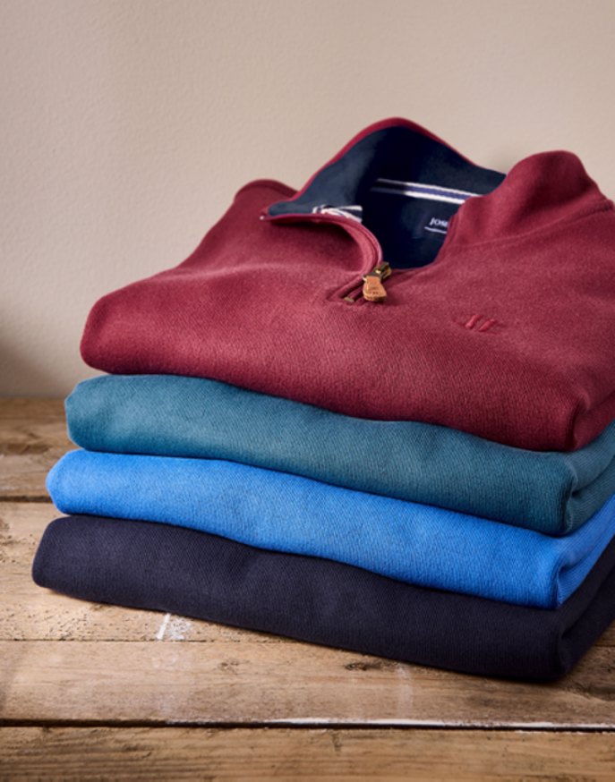 Half Zip Jersey Sweatshirt - Navy | Joseph Turner