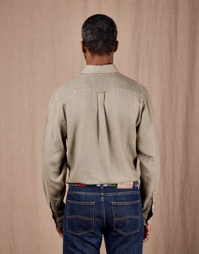 Linen Shirt Long Sleeve - Light Olive