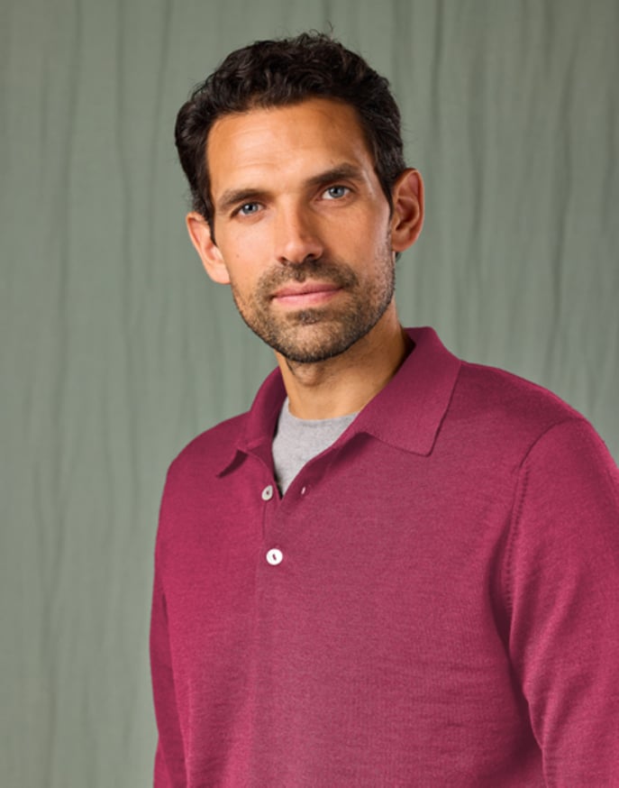 Merino Polo Collar Jumper - Dusty Rose