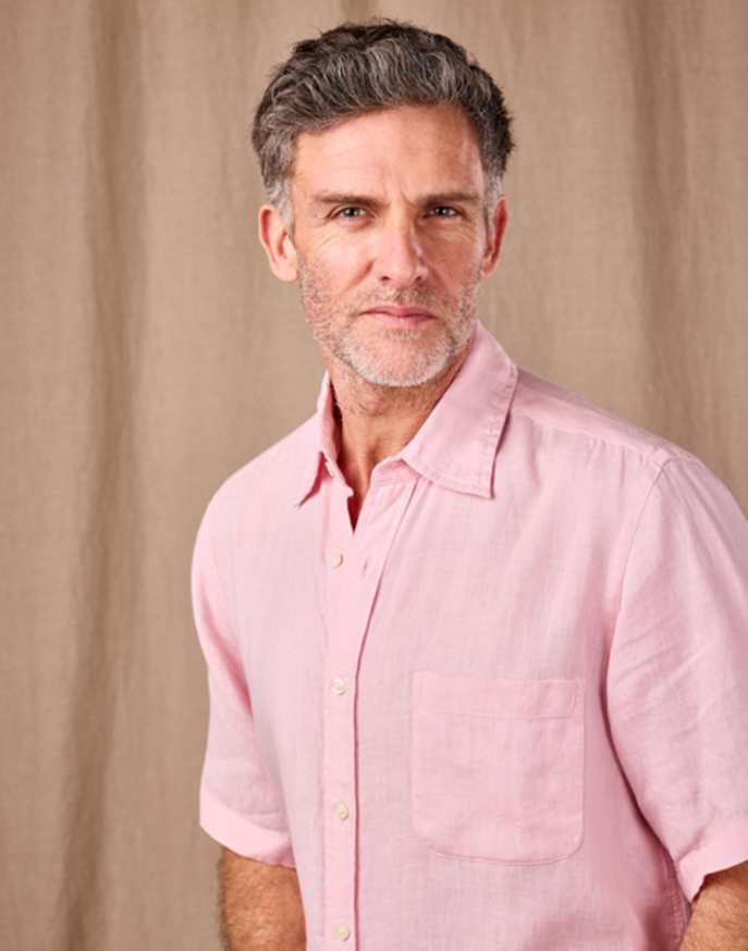 Linen Shirt Short Sleeve - Pink