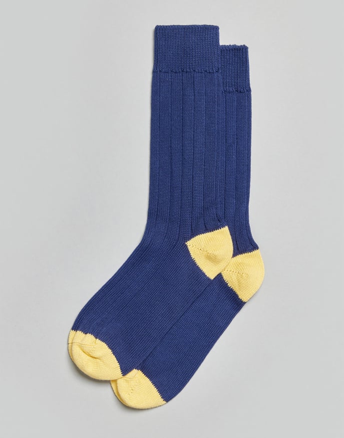 Heel & Toe Socks - Navy/Yellow