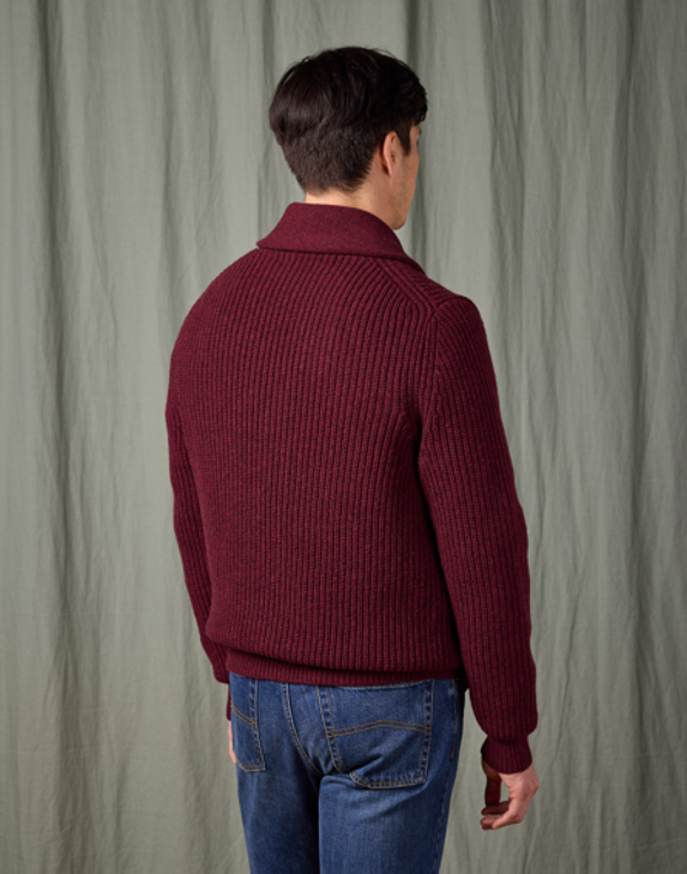 Whitby Shawl Collar Cardigan - Burgundy