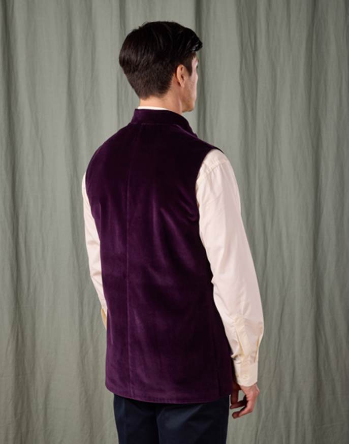 Velvet Nehru Gilet - Purple